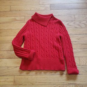 Vintage Liz Claiborne sweater red, cable knit, cowl neck, pe…